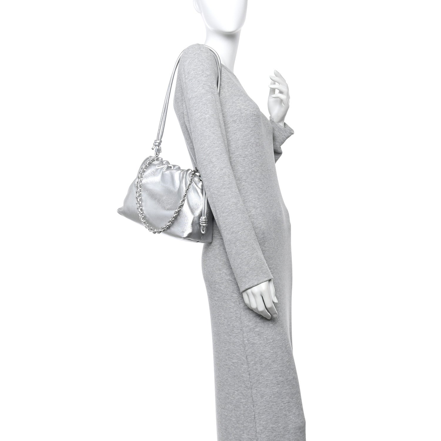 Loewe Metallic Nappa Donut Chain Flamenco Knot Silver 3 of 19