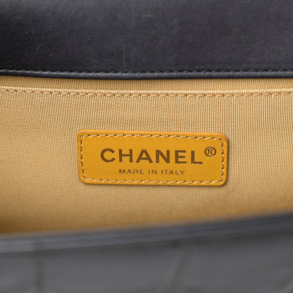 Chanel Calfskin Crocodile Embossed Graffiti Cocodile Medium Boy Flap Black Gold 6 of 16