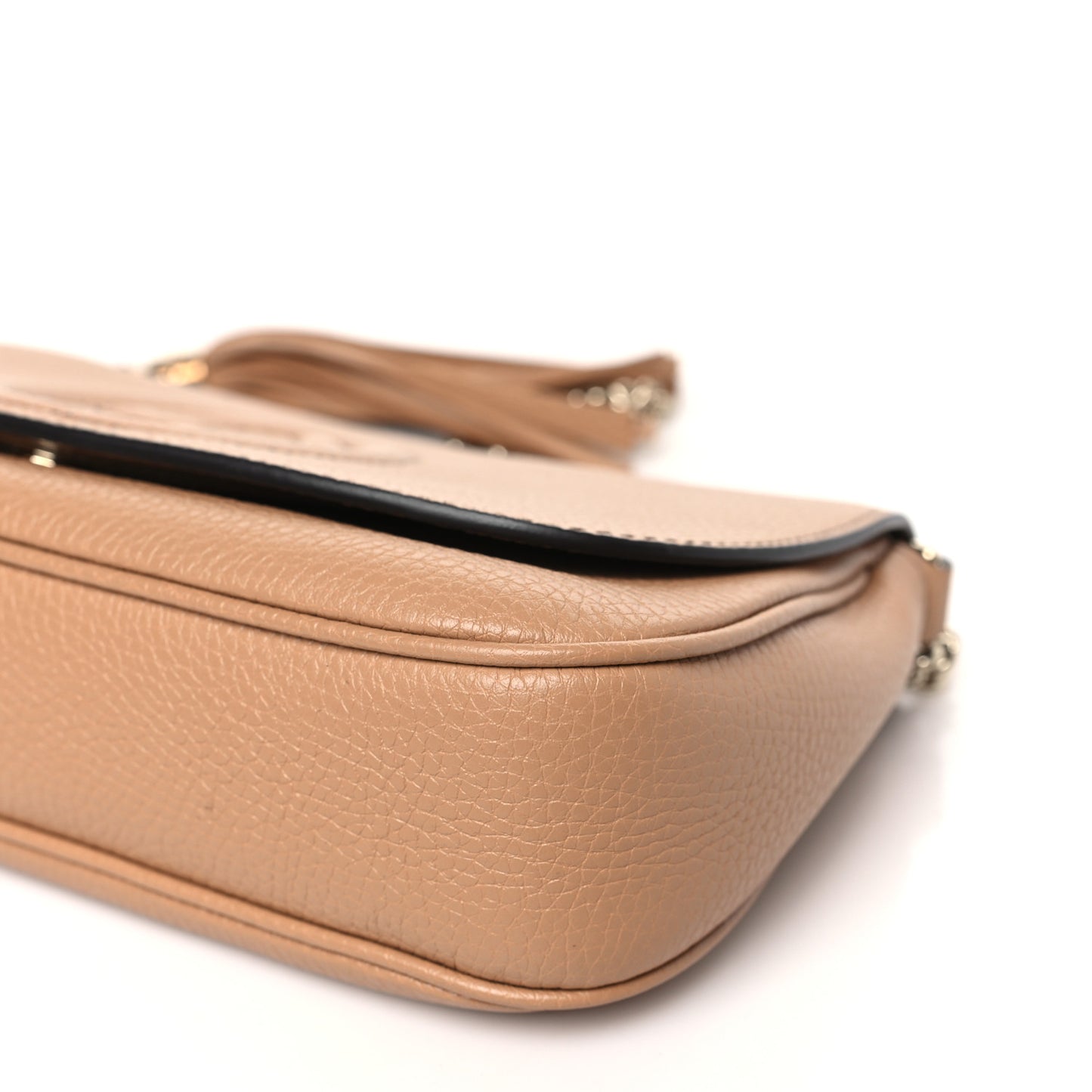 Pebbled Calfskin Medium Soho Flap Crossbody Camelia