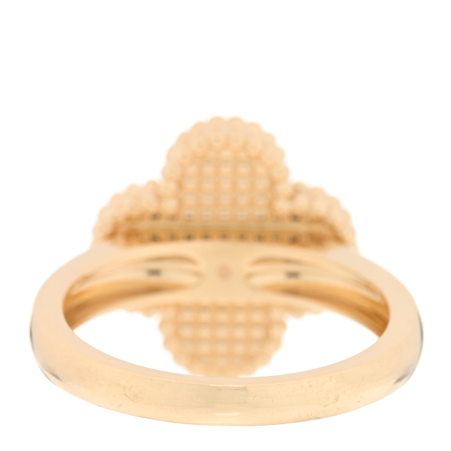 Van Cleef & Arpels 18K Yellow Gold Guilloche Vintage Alhambra Ring 54 7 4 of 5