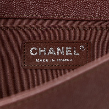 Chanel Metallic Caviar Chevron Quilted Medium Boy Flap Dark Pink 6 of 11