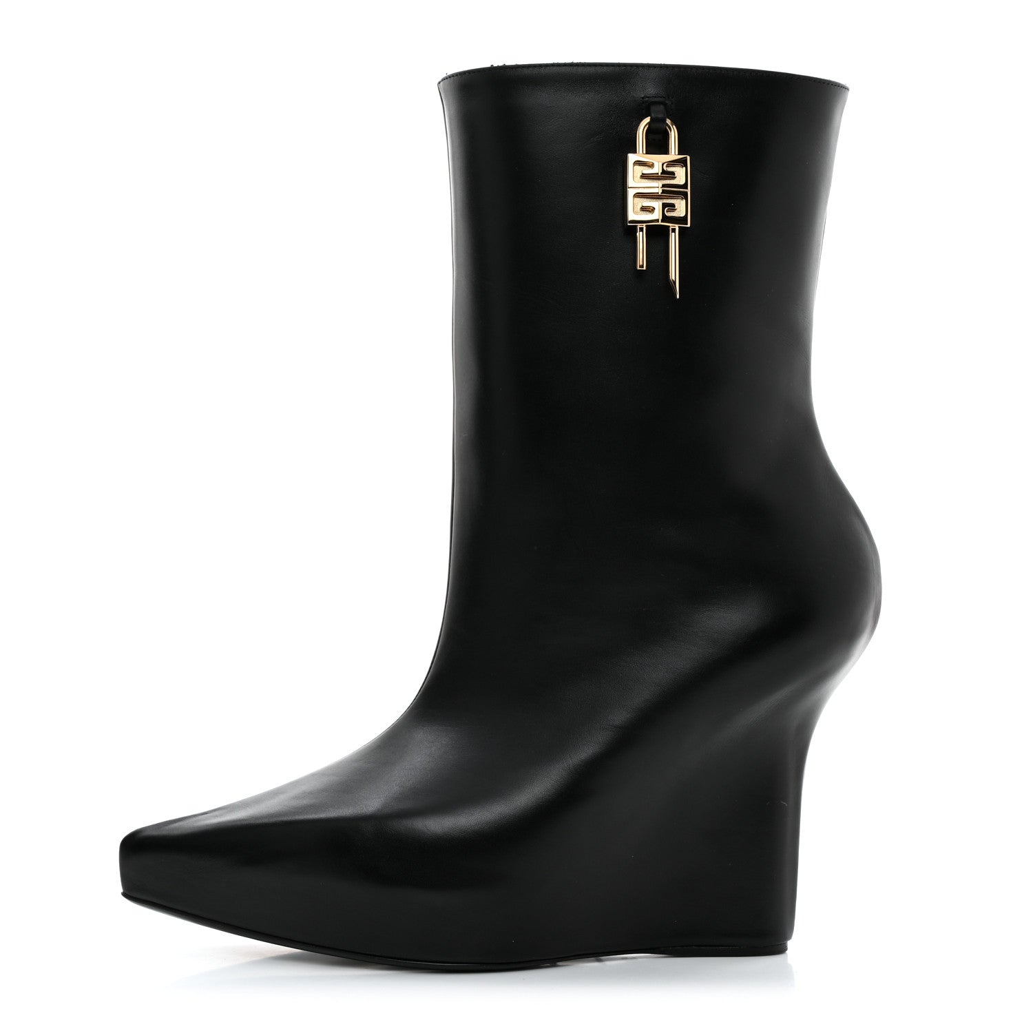 Givenchy Calfskin G Lock 80mm Wedge Low Boots 38.5 Black 1 of 11