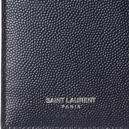 Saint Laurent Grain De Poudre Matelasse Chevron Small Monogram Passport Case Deep Marine 6 of 8