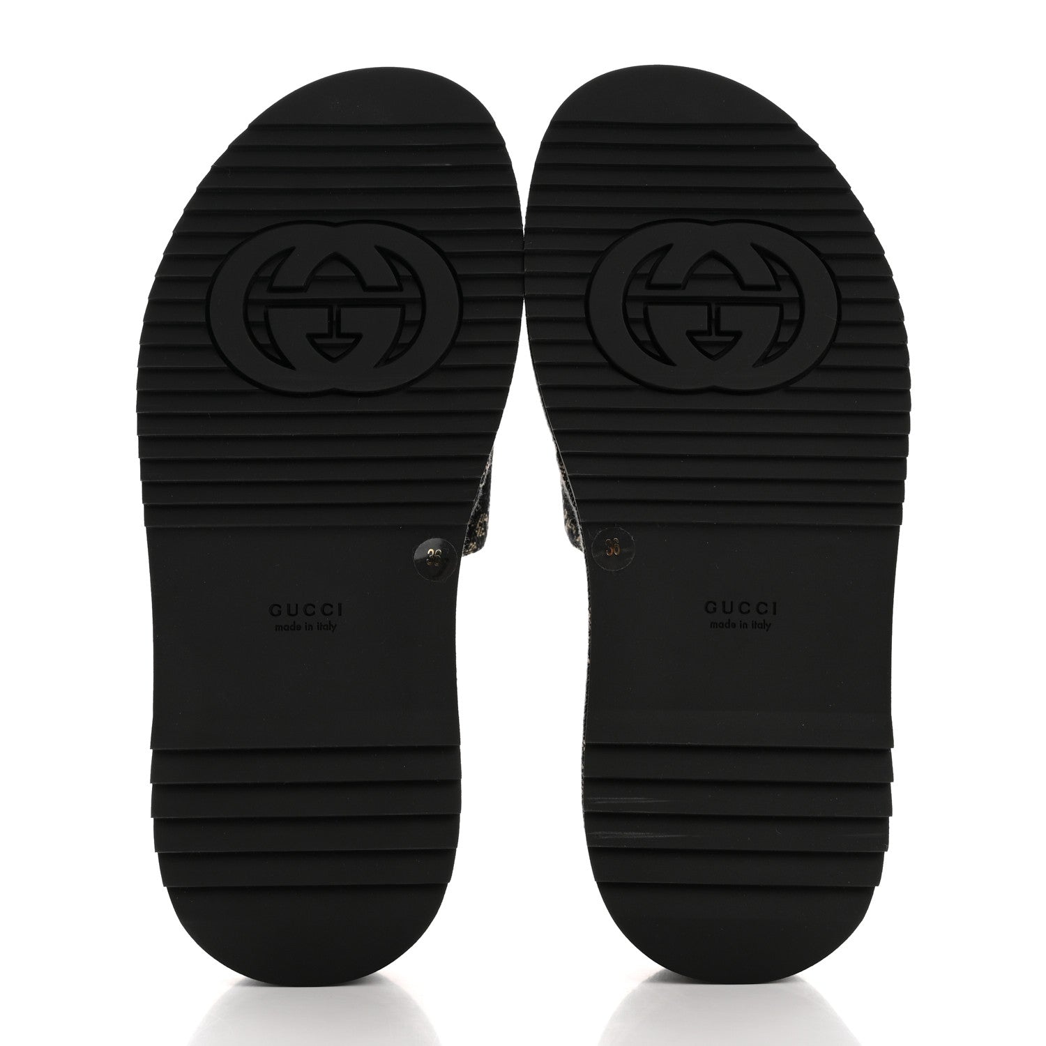 Gucci Jacquard Black Denim GG Monogram Angelina Platform 55mm Slide Sandals 36 Black Ivory 6 of 10