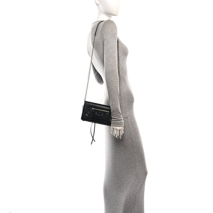 Balenciaga Crocodile Embossed Calfskin Classic Silver Hardware Le City Wallet On Chain Silver 2 of 10