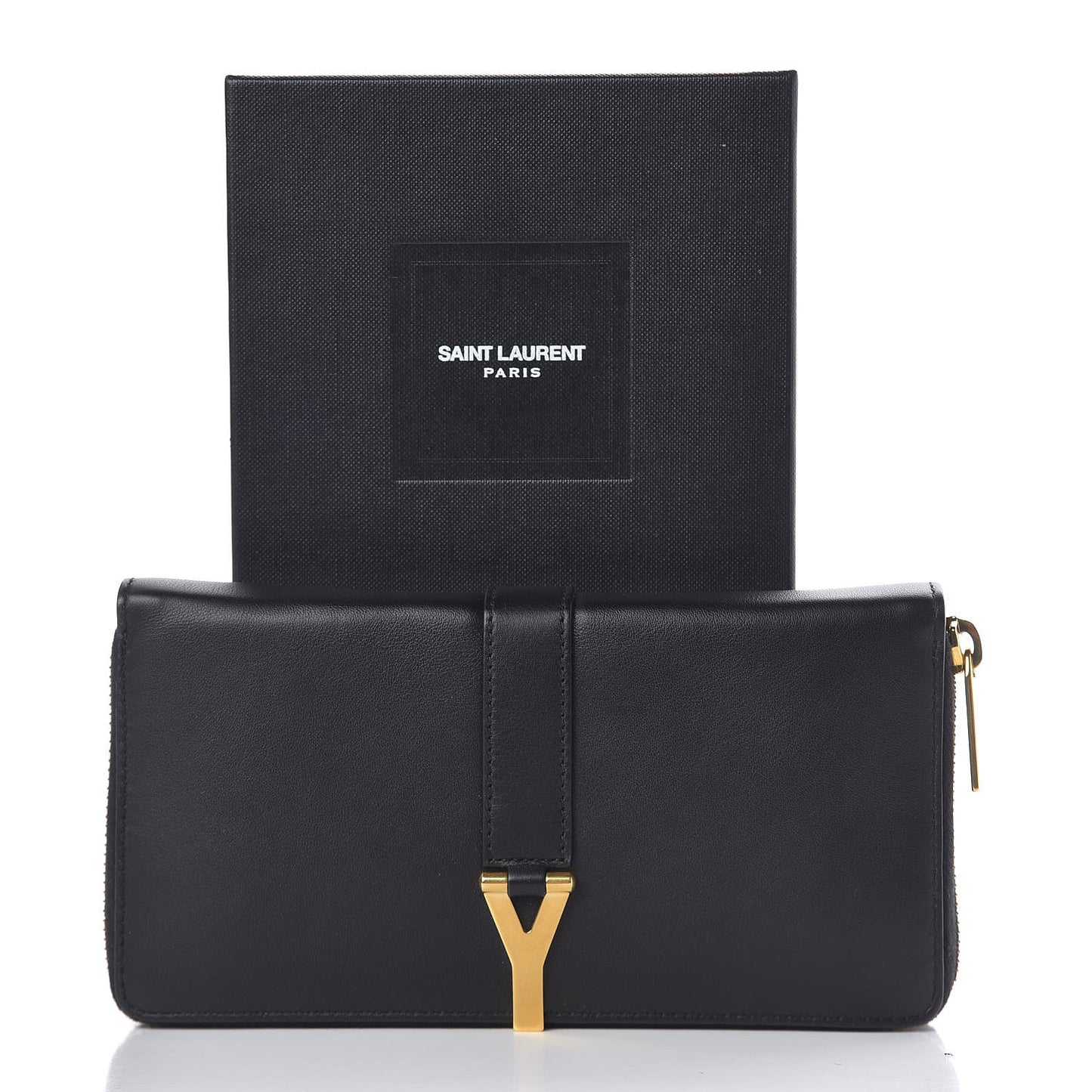 Calfskin Classic Y Ligne Zip Around Wallet Black
