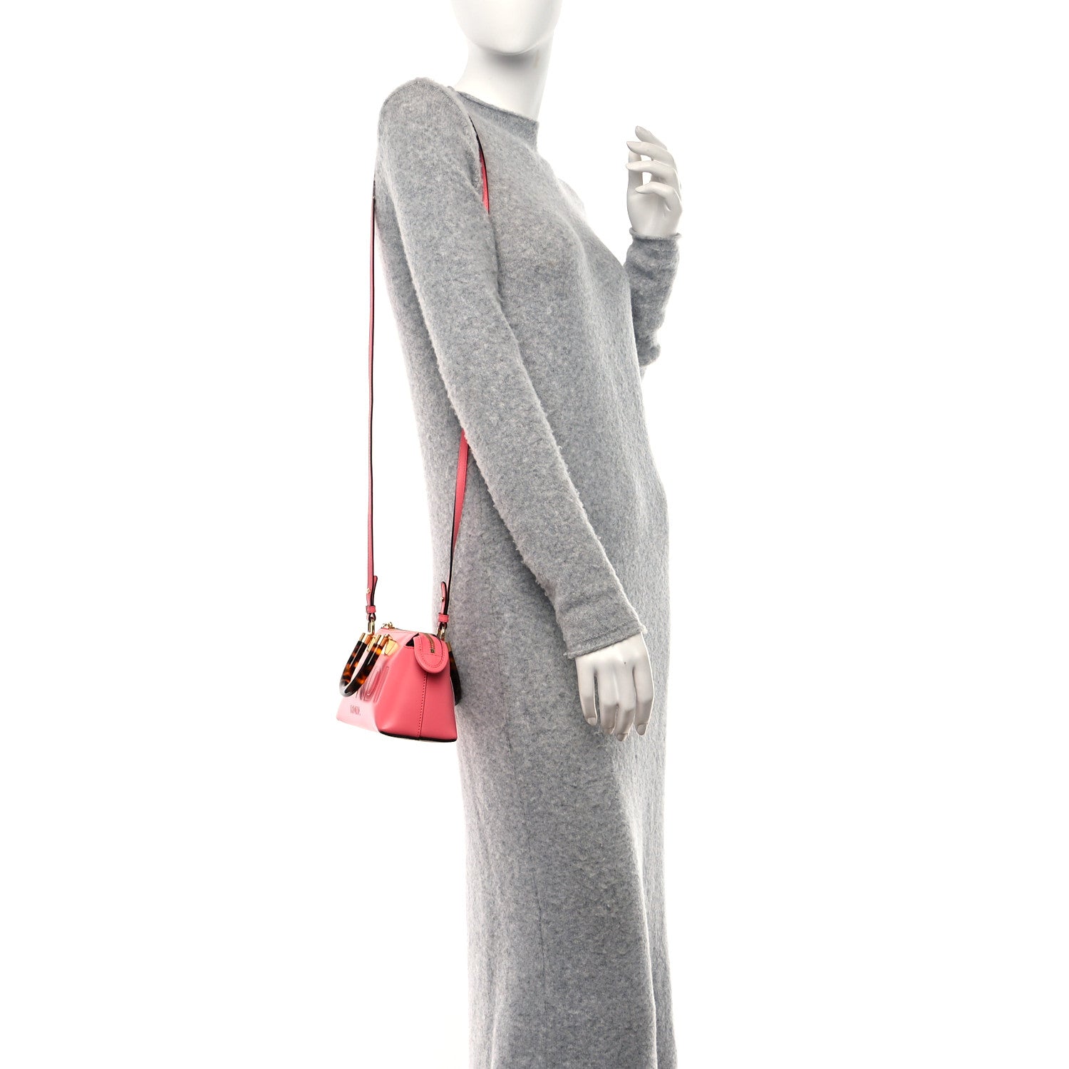 Fendi Vitello King Plexiglass Logo Embossed Mini By The Way Top Handle Boston Bag Pink Dalia 2 of 10