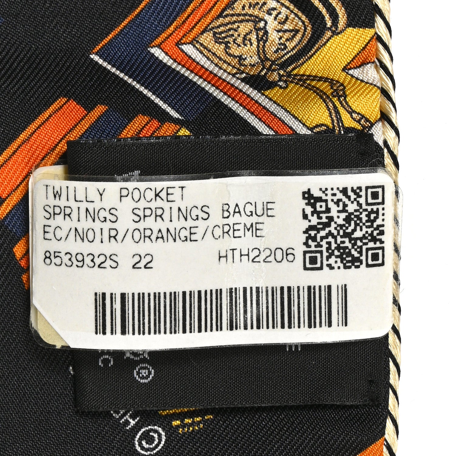 Hermes Silk Springs Springs Bague Twilly Black Orange Creme 3 of 4