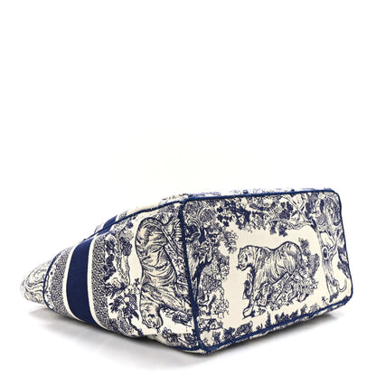 Christian Dior Canvas Embroidered Toile De Jouy Catherine Tote Blue 4 of 12