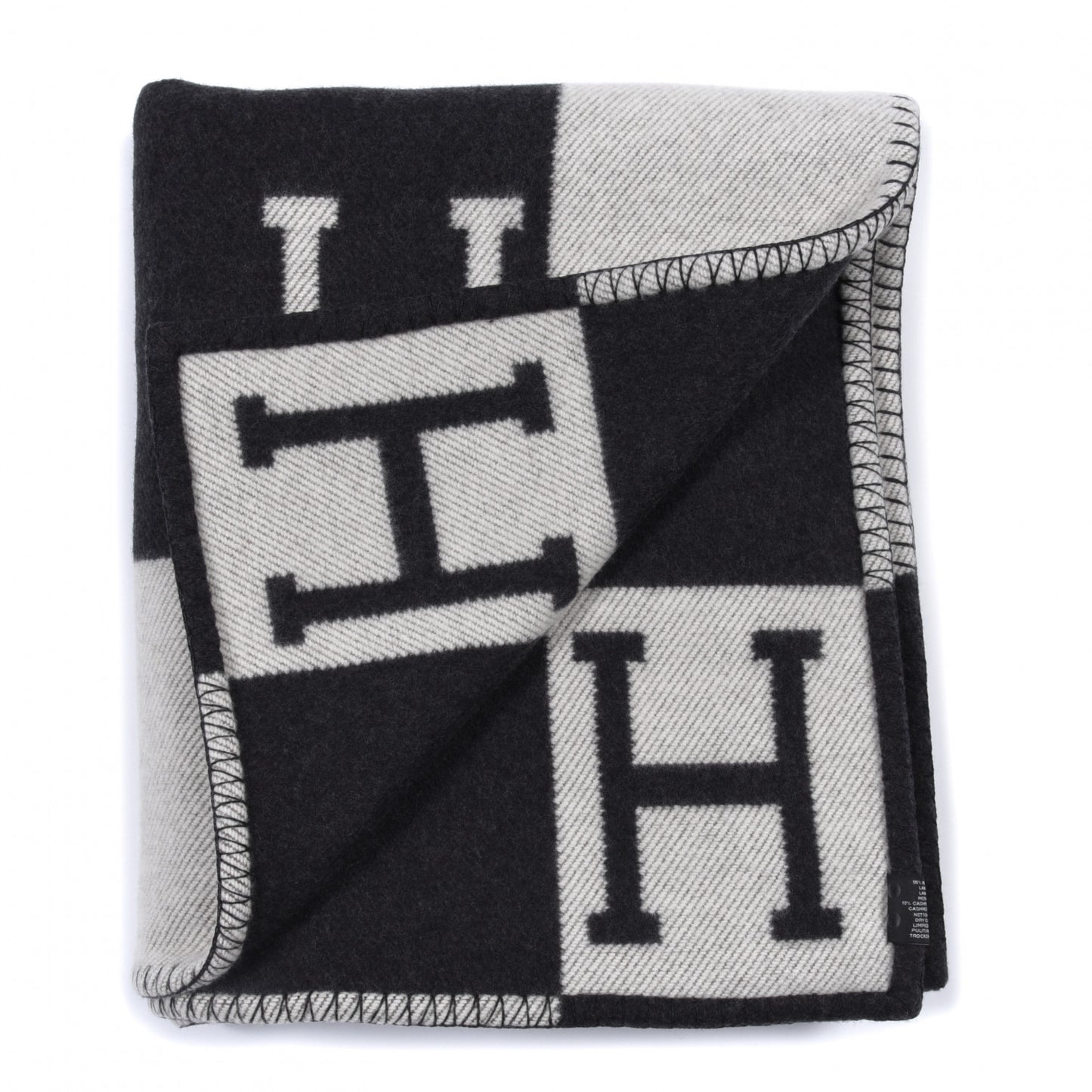 Wool Cashmere Avalon Blanket Ecru Gris Fonce