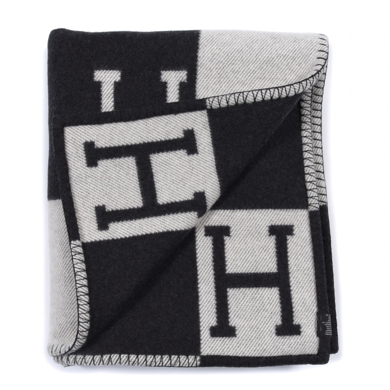 Hermes Wool Cashmere Avalon Blanket Ecru Gris Fonce 2 of 3