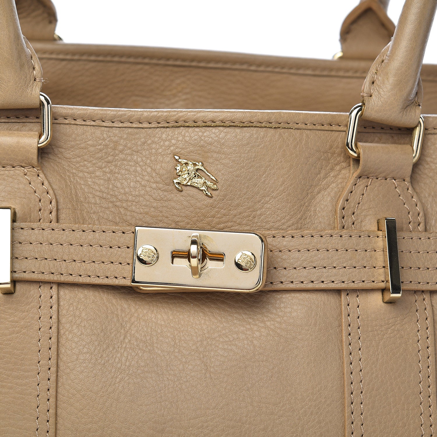Burberry Grainy Calfskin Top Handle Bag Beige 19 of 19
