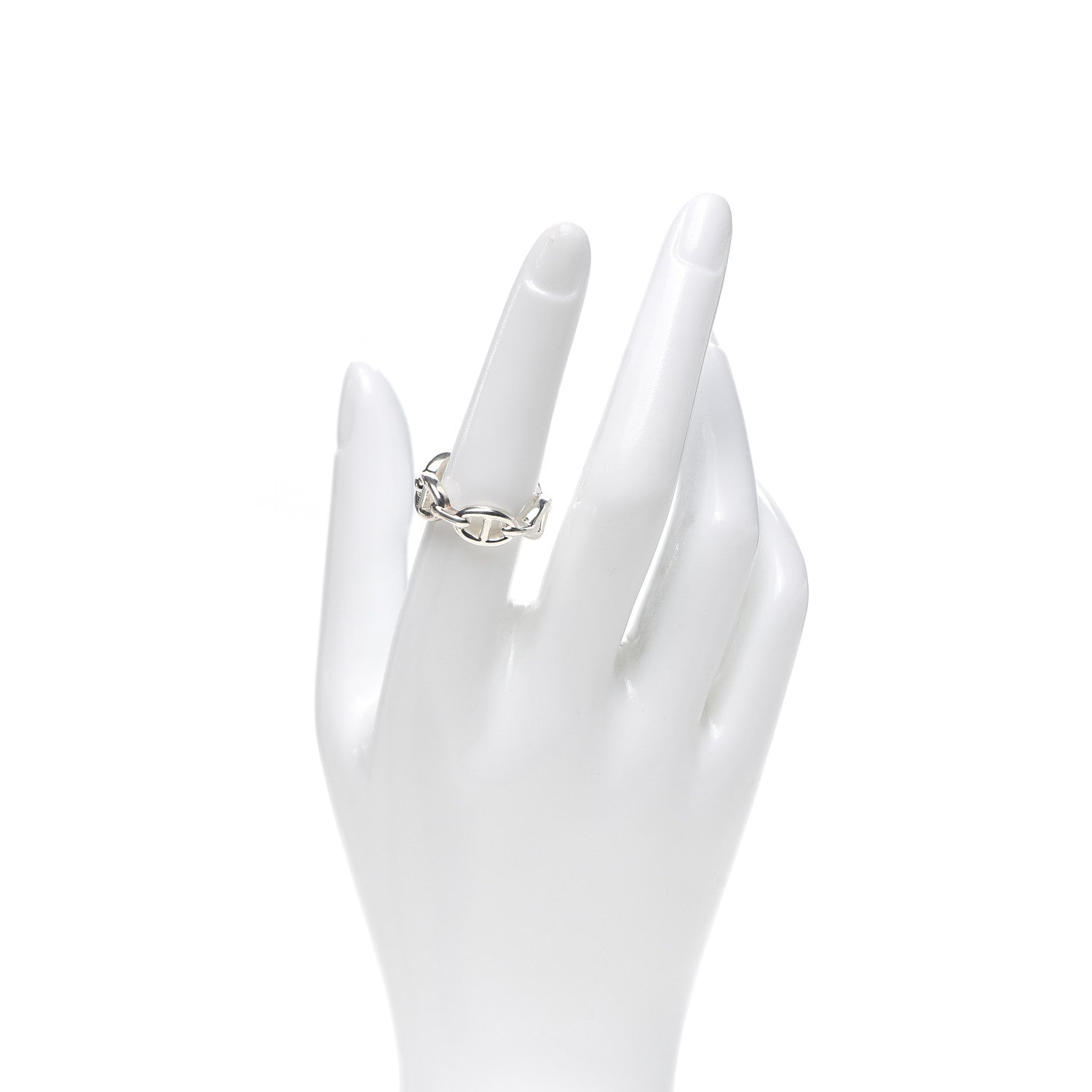Hermes Sterling Silver PM Chaine d'Ancre Enchainee Band Ring 55 7.25 2 of 6