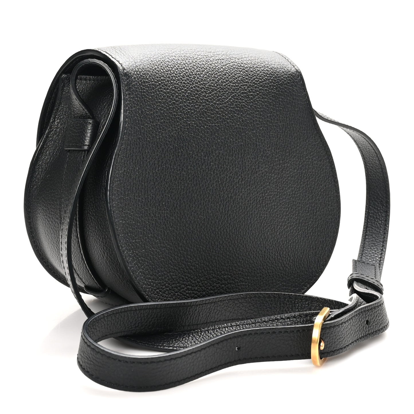 Grained Calfskin Small Marcie Saddle Bag Black
