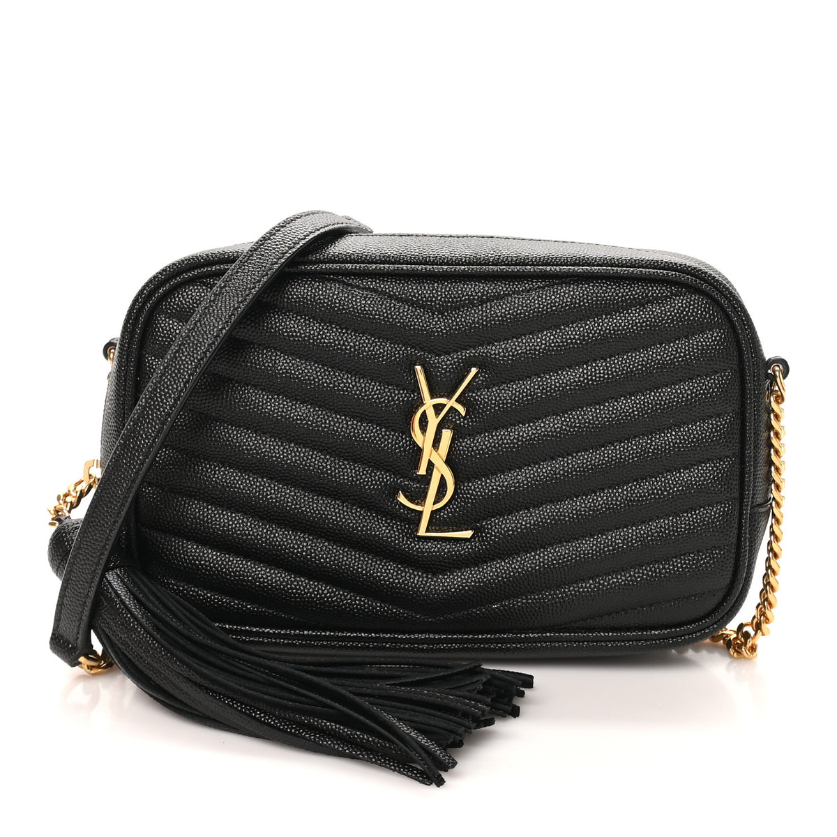Saint Laurent Grain De Poudre Matelasse Monogram Mini Lou Camera Bag Black 1 of 11