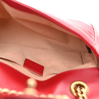 Gucci Calfskin Matelasse Mini GG Marmont Shoulder Bag Hibiscus Red 5 of 9