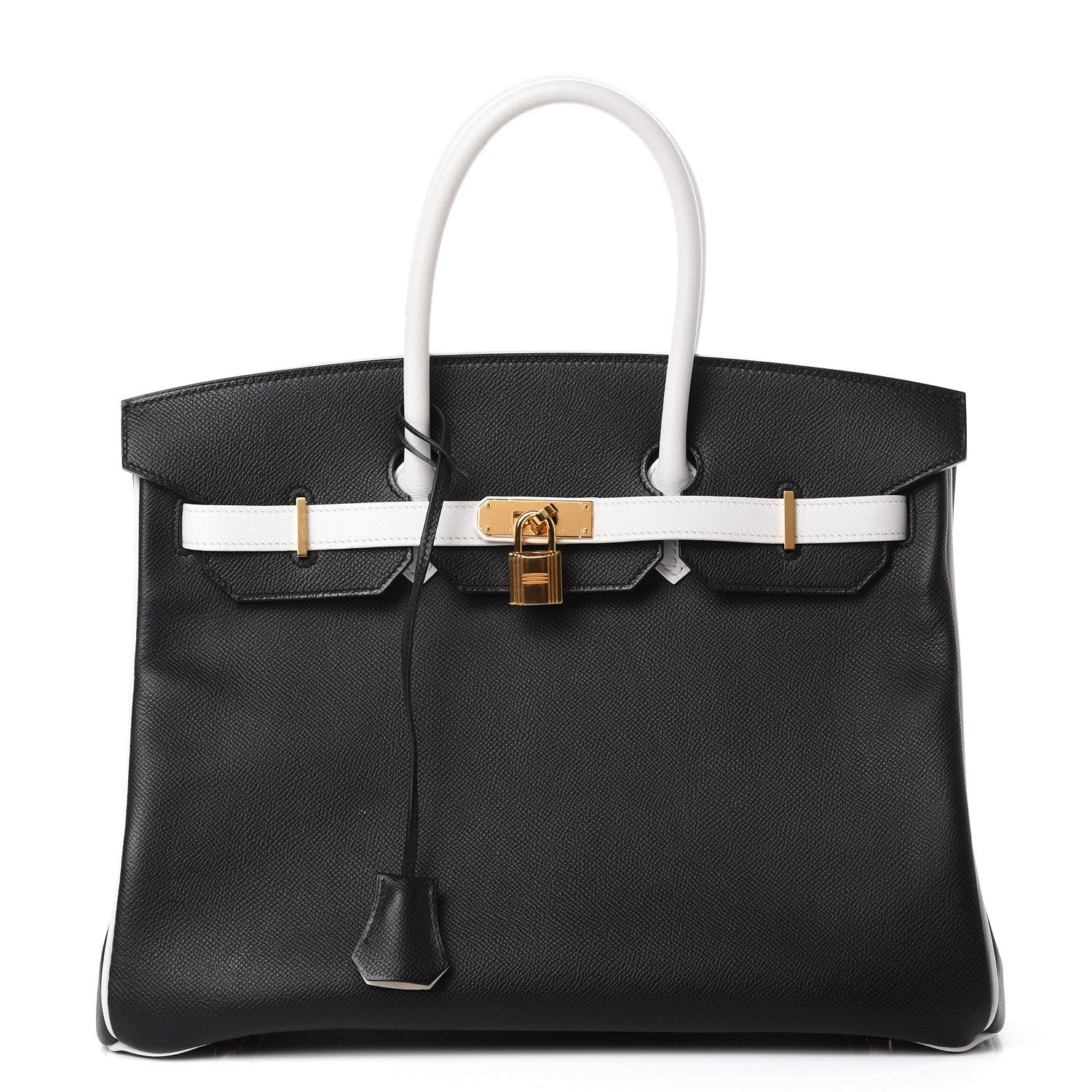 Hermes Epsom Horseshoe Birkin 35 Black White 1 of 15