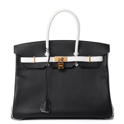 Hermes Epsom Horseshoe Birkin 35 Black White 1 of 15