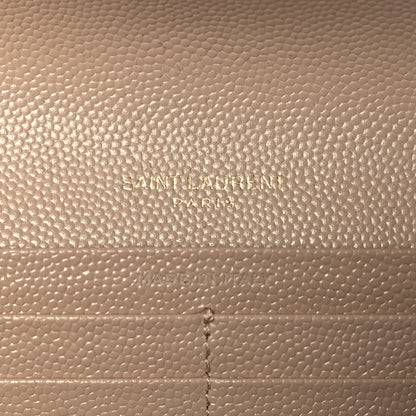 Saint Laurent Grain De Poudre Matelasse Chevron Monogram Flap Wallet Taupe 6 of 9