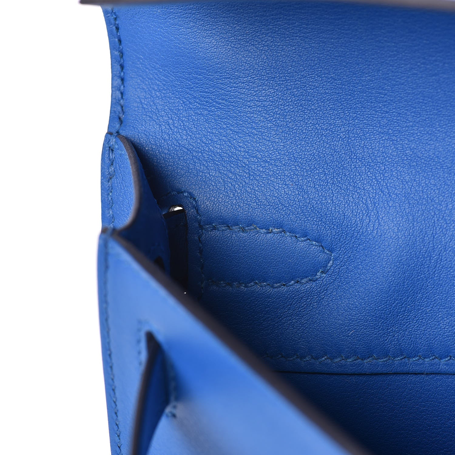 Hermes Swift Kelly Cut Clutch Pochette Bleu Zanzibar 8 of 23