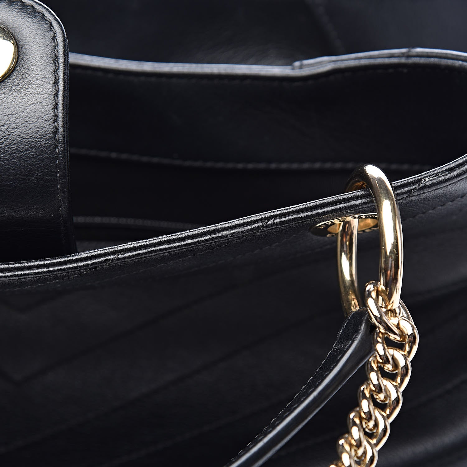 Chanel Calfskin Stitched Large Chevron Chic Shopping Bag Black 16 of 26