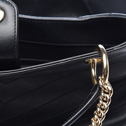 Chanel Calfskin Stitched Large Chevron Chic Shopping Bag Black 16 of 26