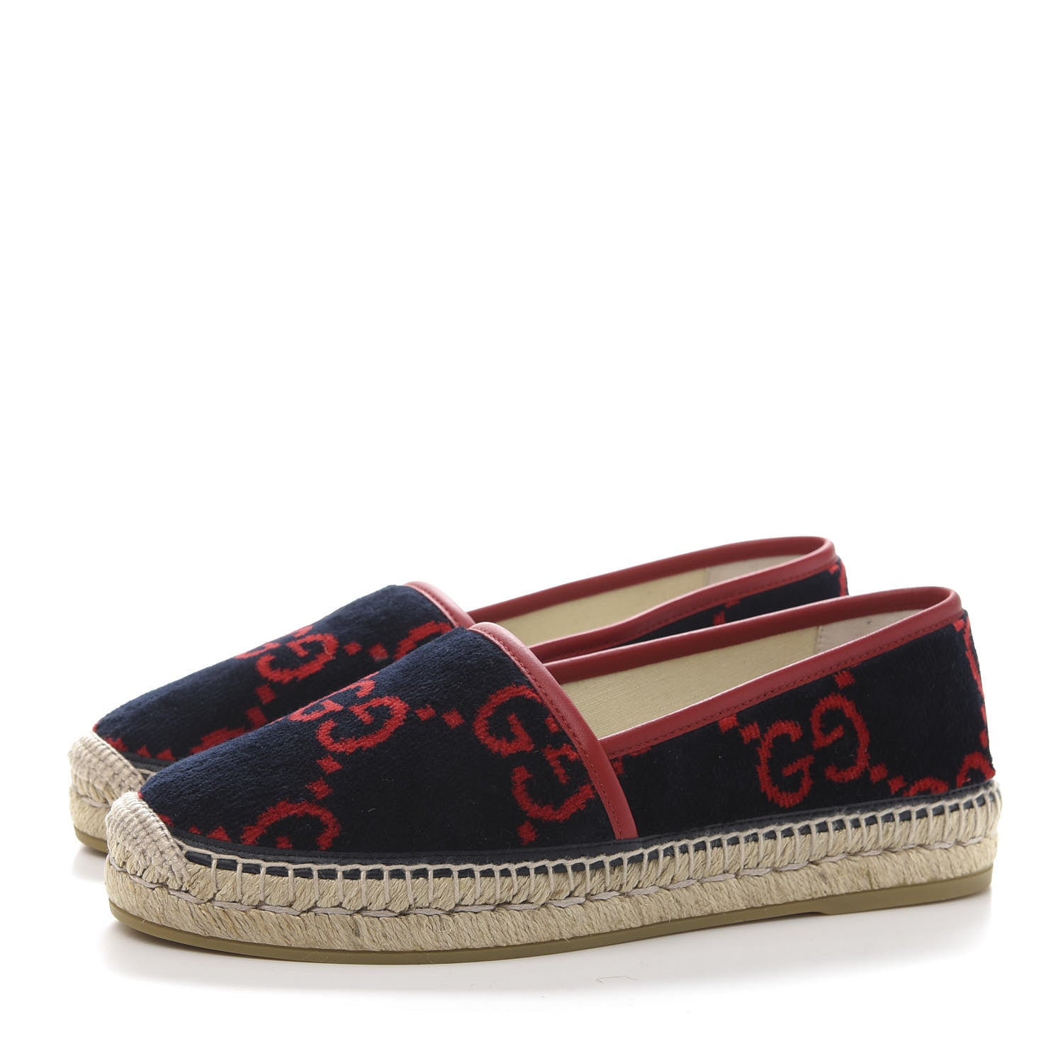 Gucci Terry Cloth GG Monogram Espadrilles 39 Blue Red 3 of 9