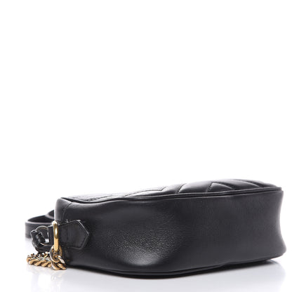 Gucci Calfskin Matelasse Mini GG Marmont Chain Shoulder Bag Black 4 of 13