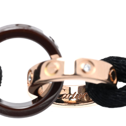 Cartier 18K Pink Gold Ceramic 4 Diamond LOVE Cord Bracelet Black 3 of 3