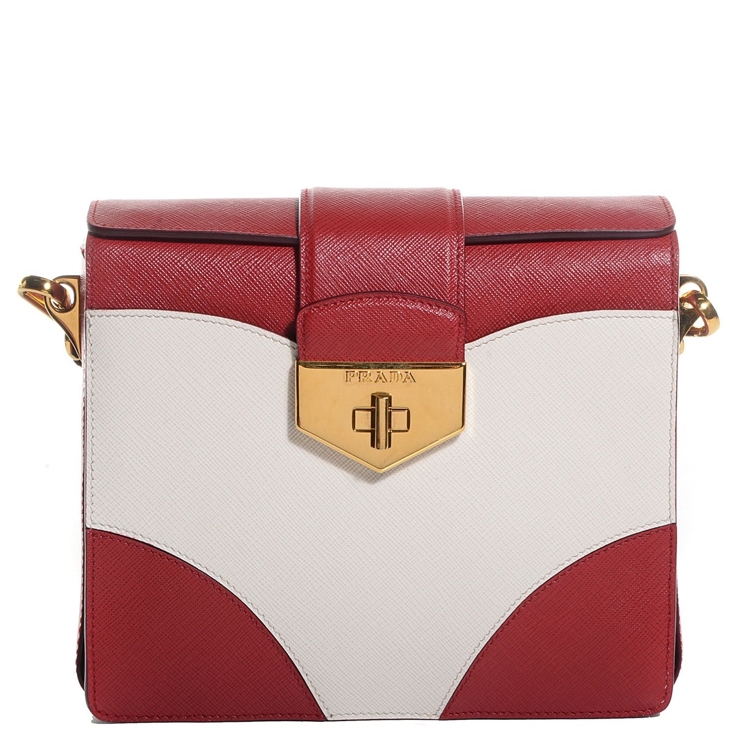 Prada Saffiano Turnlock Shoulder Bag Fuoco White 1 of 7