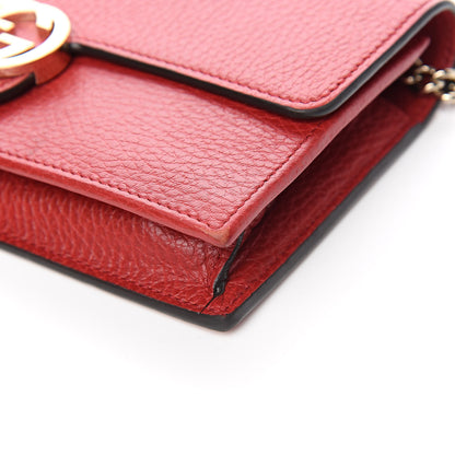 Gucci Dollar Calfskin Interlocking G Chain Wallet Red 10 of 13