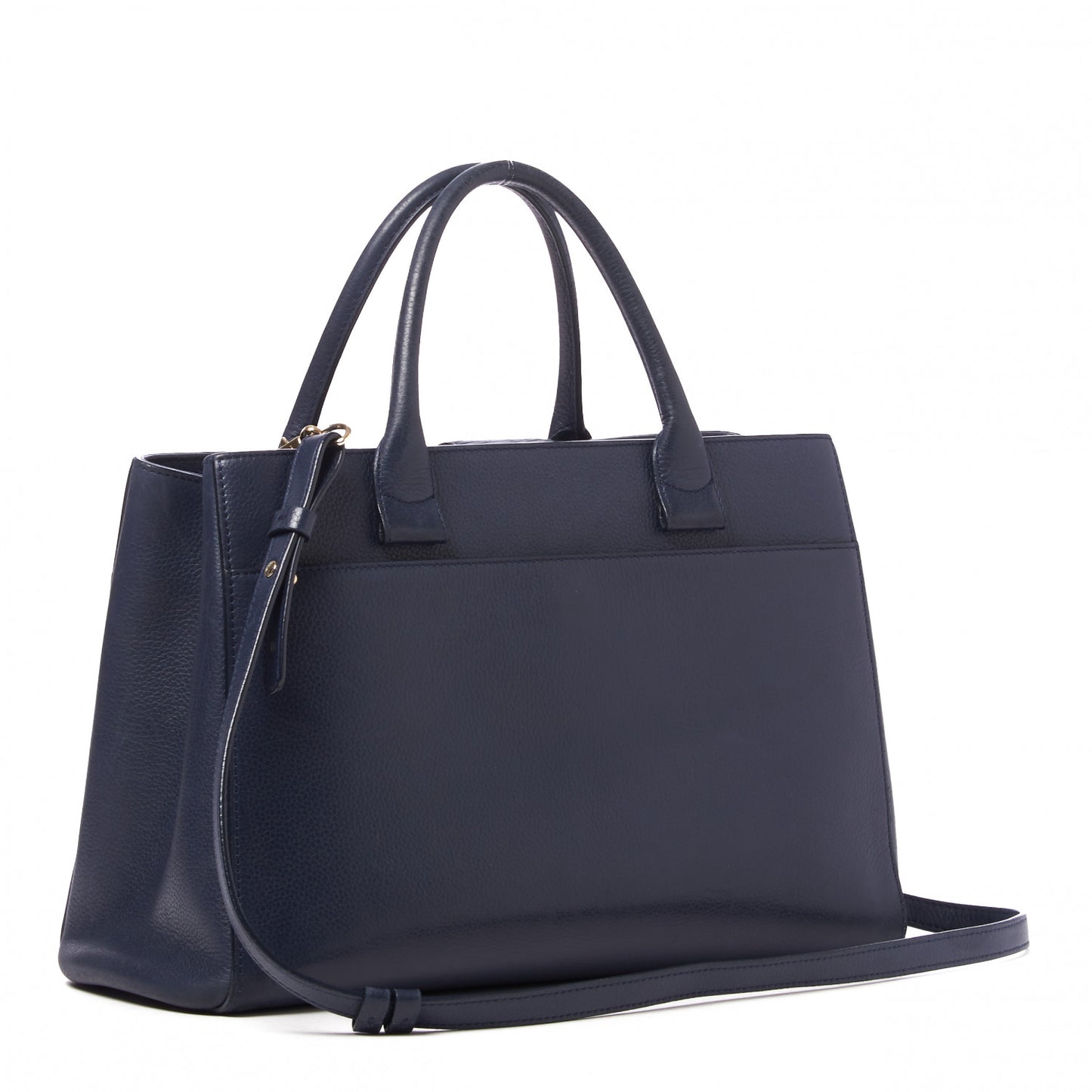 Grained Calfskin Small Neo Executive Shopper Tote Navy