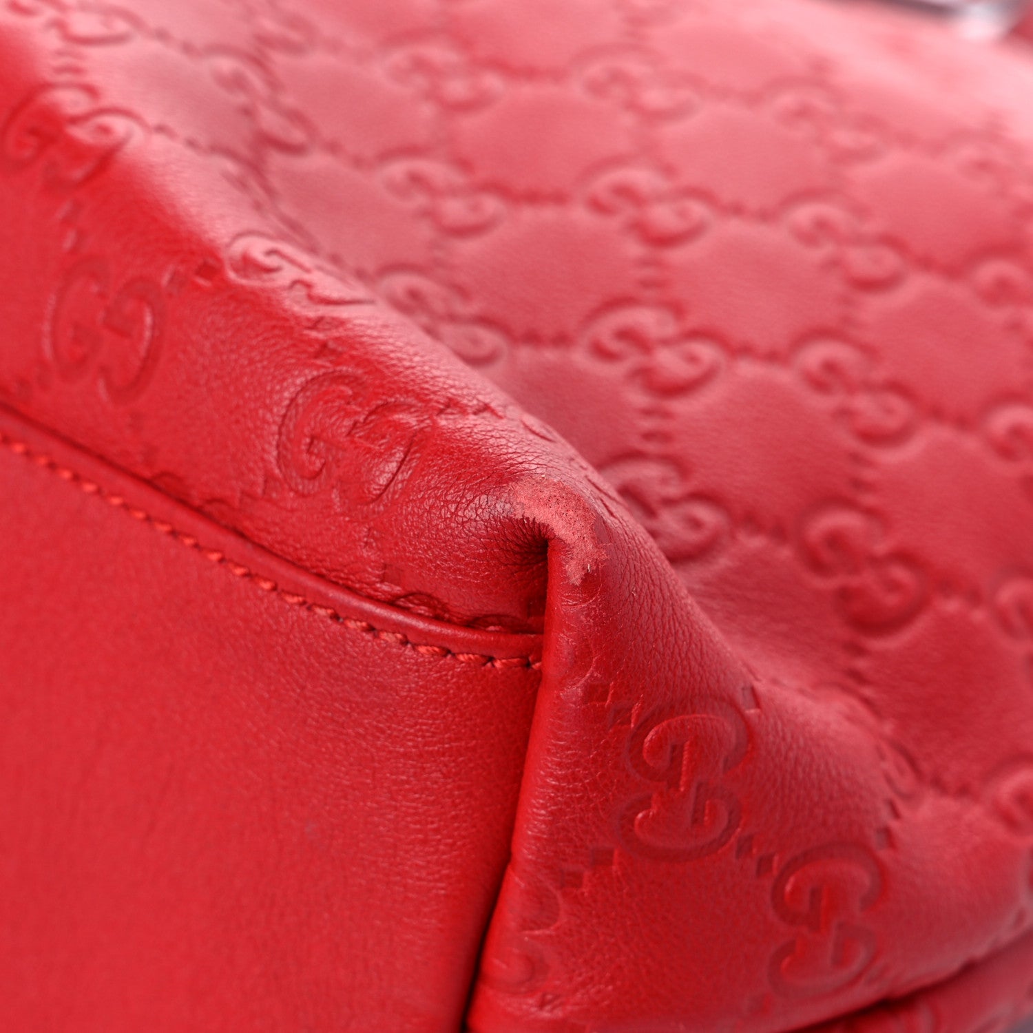 Gucci Guccissima Medium Zippered Shopping Tote Red 8 of 23