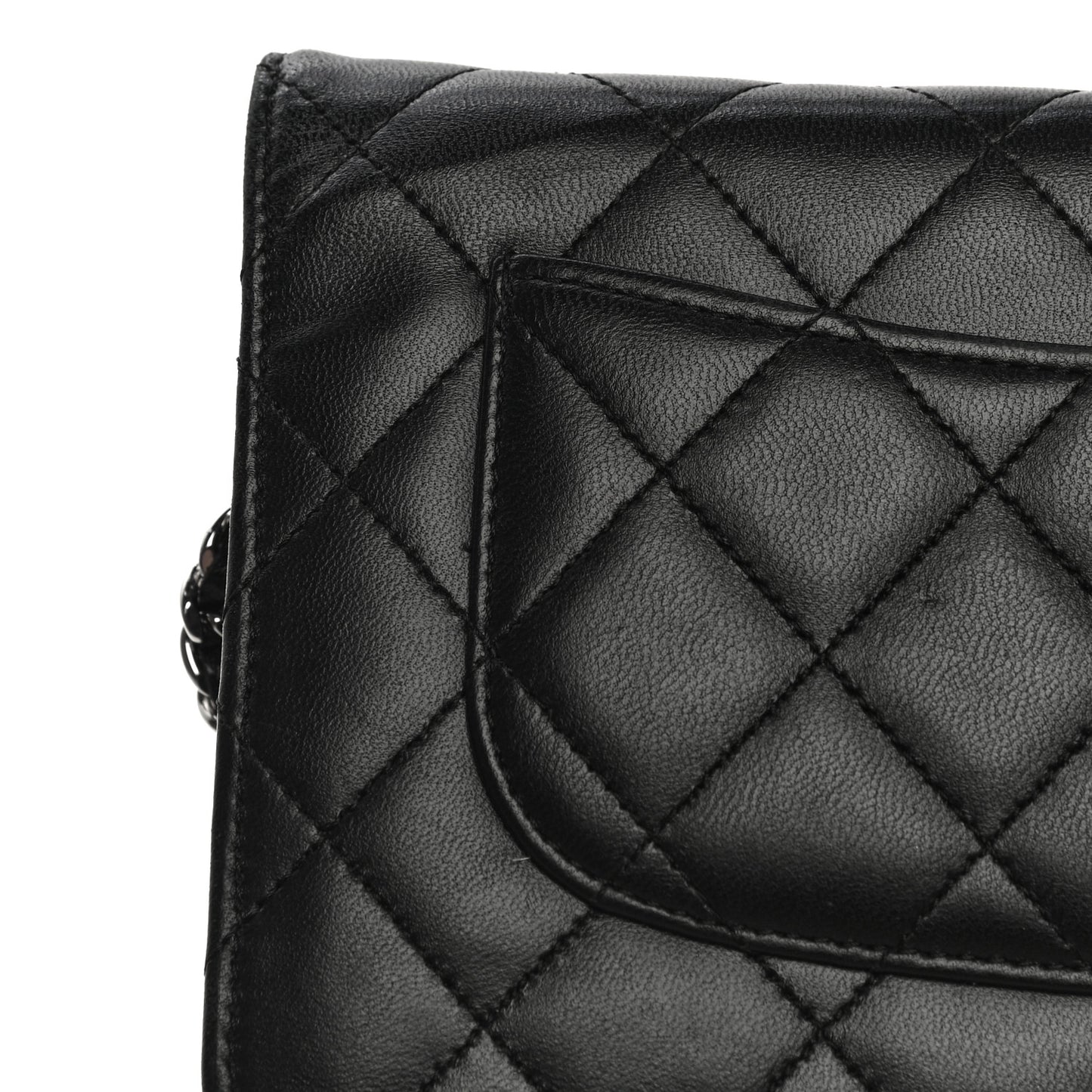 Lambskin Quilted Wallet On Chain WOC Black