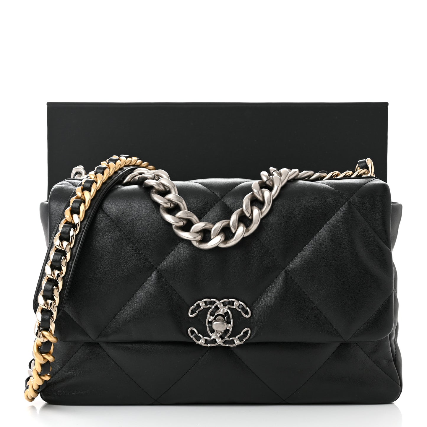 Lambskin Quilted Large Chanel 19 Flap Black