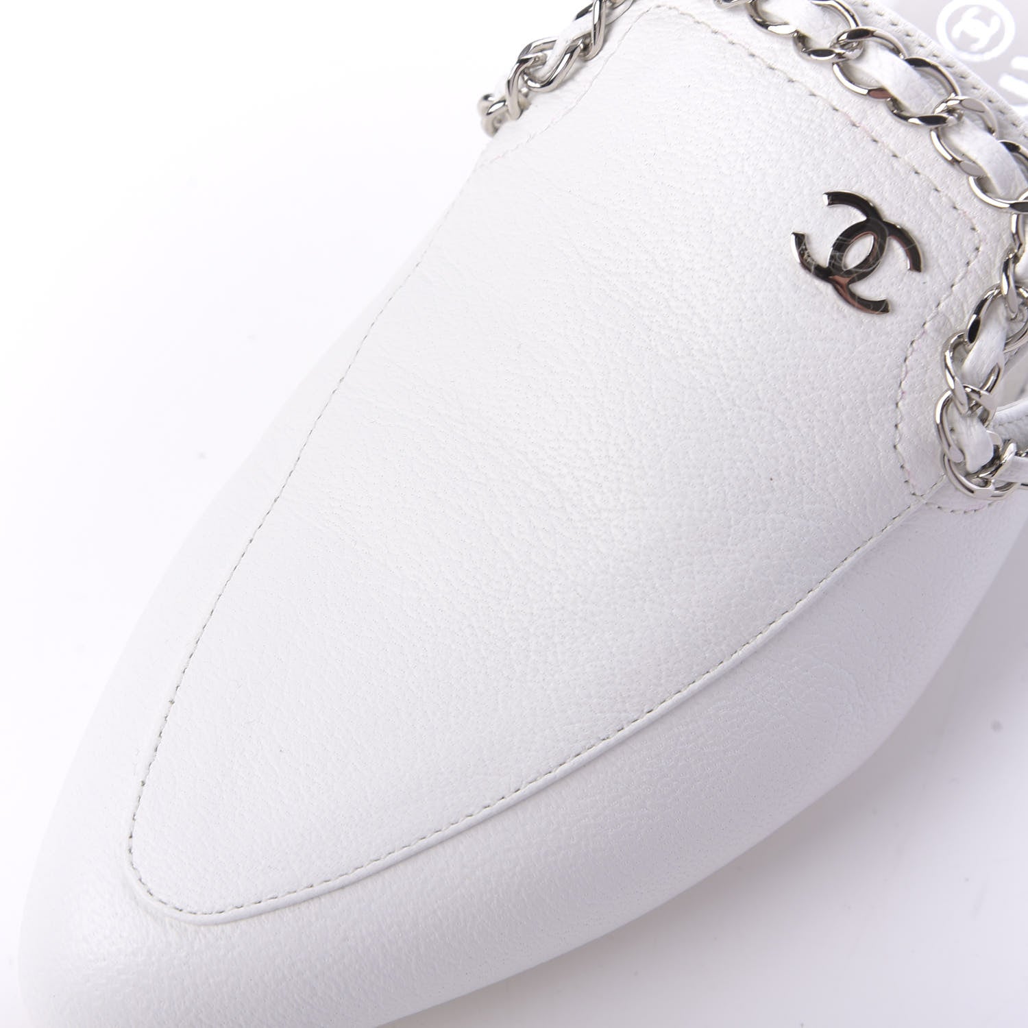 Chanel Goatskin Chain CC Mules 35.5 White 11 of 12