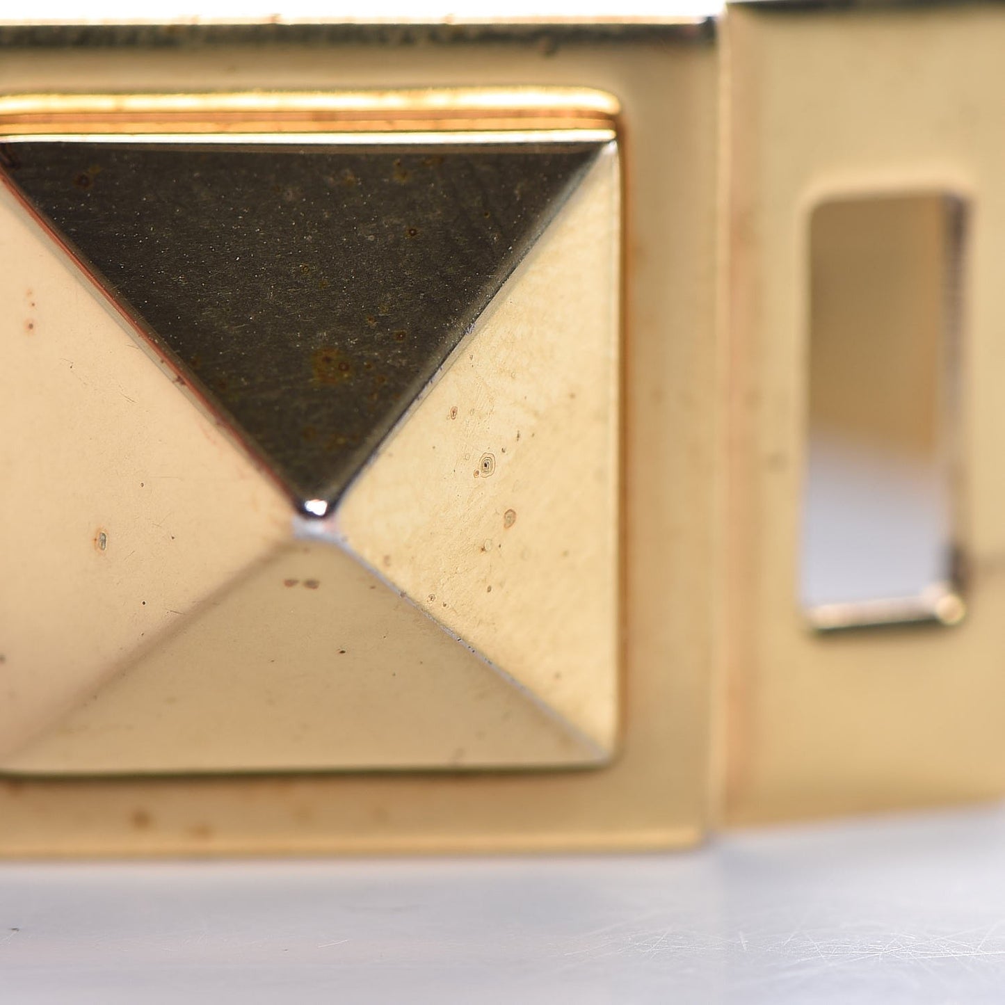 Calfskin Pyramid Stud Bracelet Red Gold