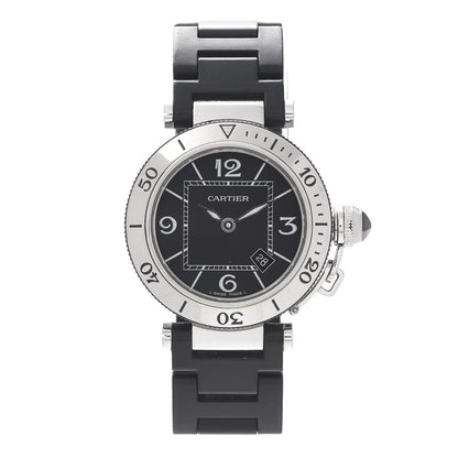 Cartier Stainless Steel Rubber 33mm Pasha C Seatimer Quartz Watch Black 1 of 7