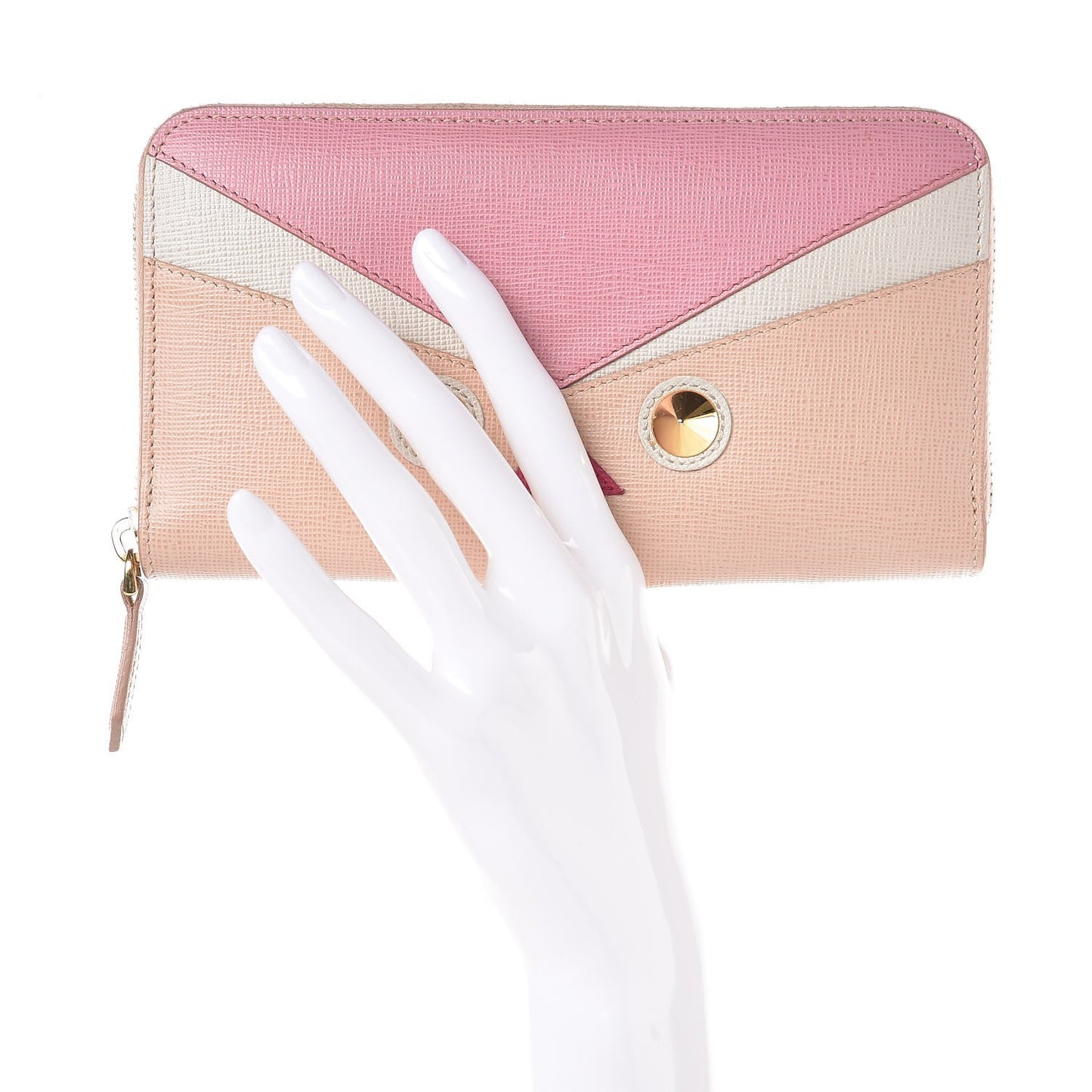 Vitello Elite QuTweet Studded Zip Around Wallet Pink