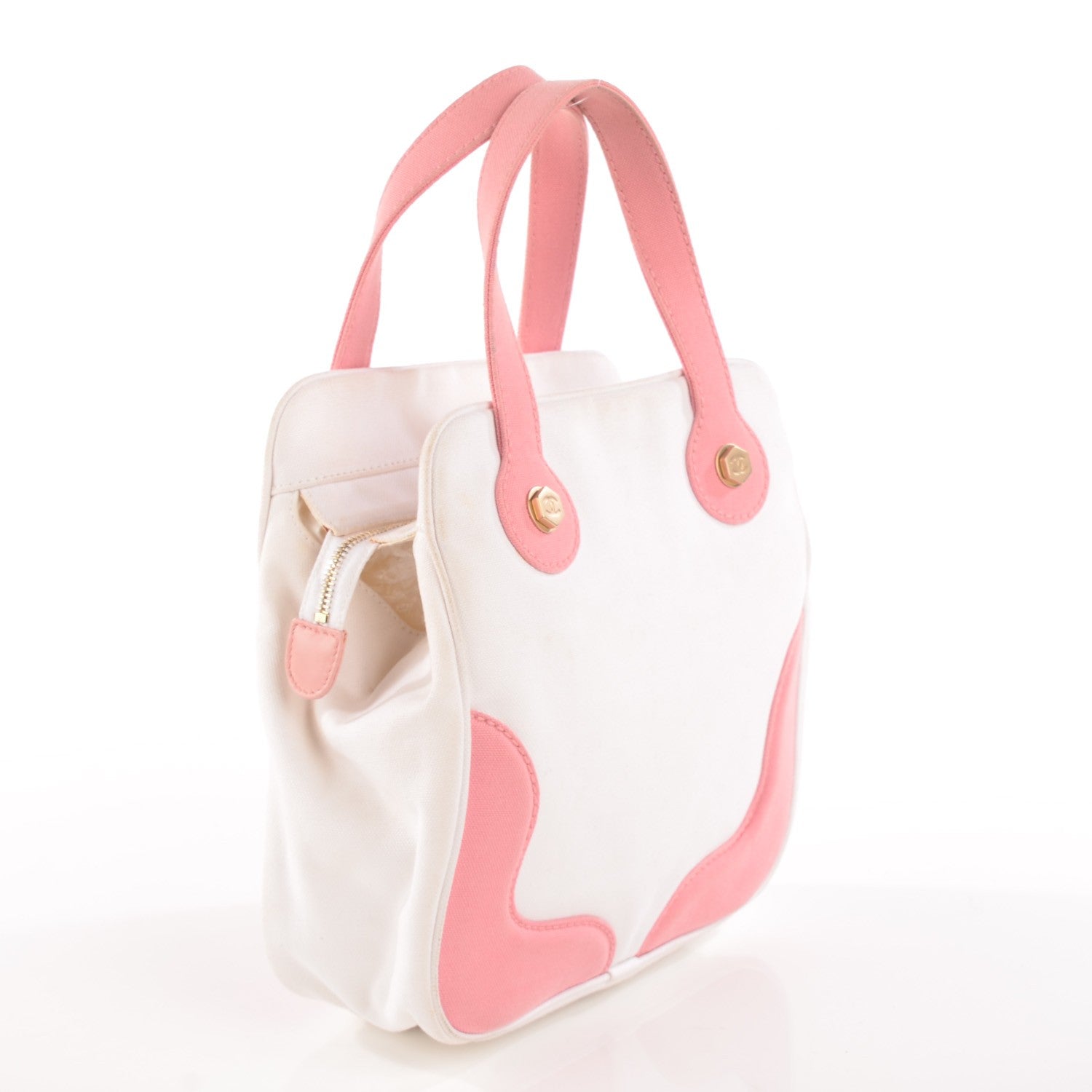 Chanel Canvas CC Handbag White Pink 3 of 7