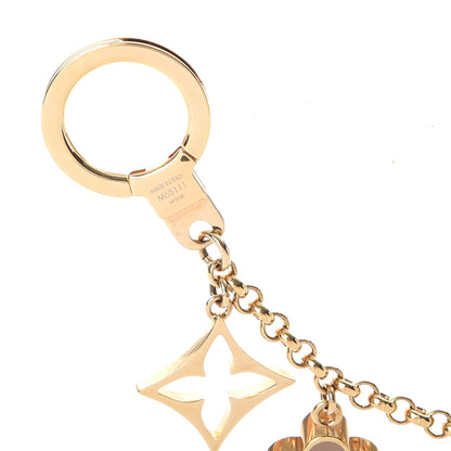Louis Vuitton Brass Enamel Fleur De Monogram Bag Charm Chain Gold 5 of 6