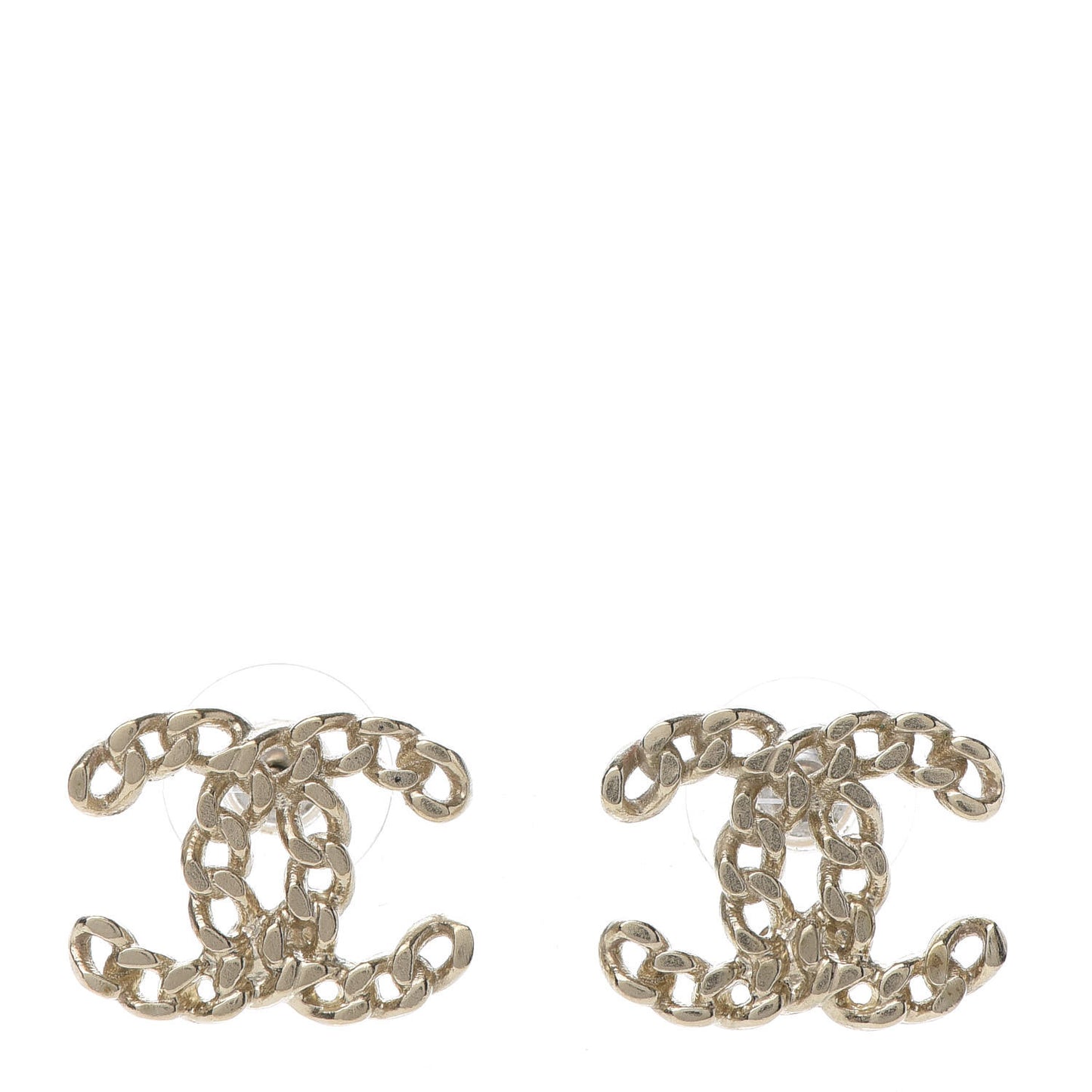 Metal Chain Link CC Earrings Gold