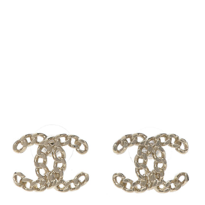 Chanel Metal Chain Link CC Earrings Gold 1 of 6