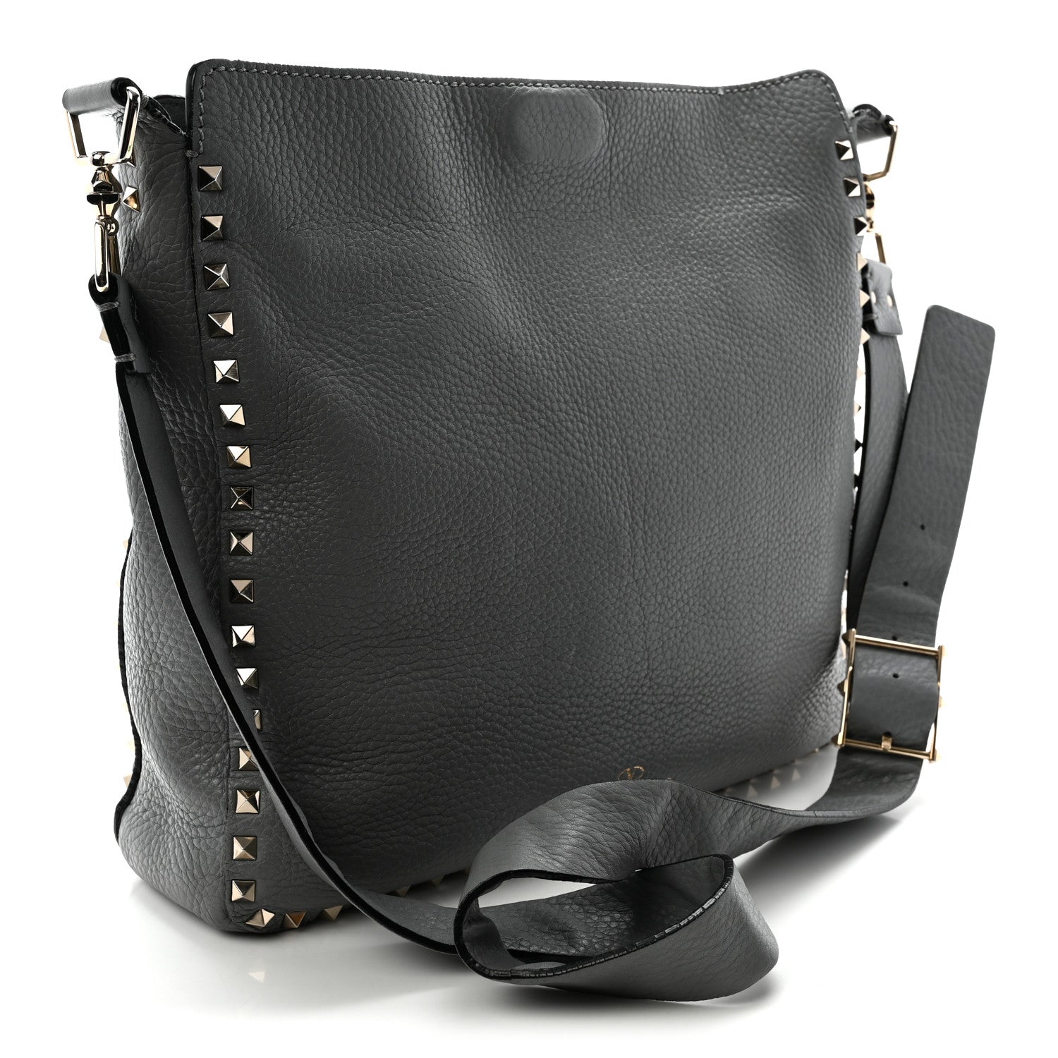Valentino Garavani Pebbled Calfskin Small Rockstud Flip-Lock Messenger Bag Light Stone 8 of 11