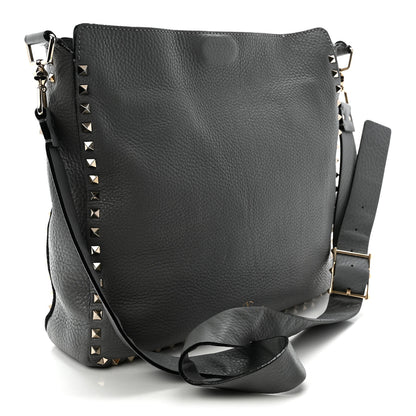 Valentino Garavani Pebbled Calfskin Small Rockstud Flip-Lock Messenger Bag Light Stone 8 of 11