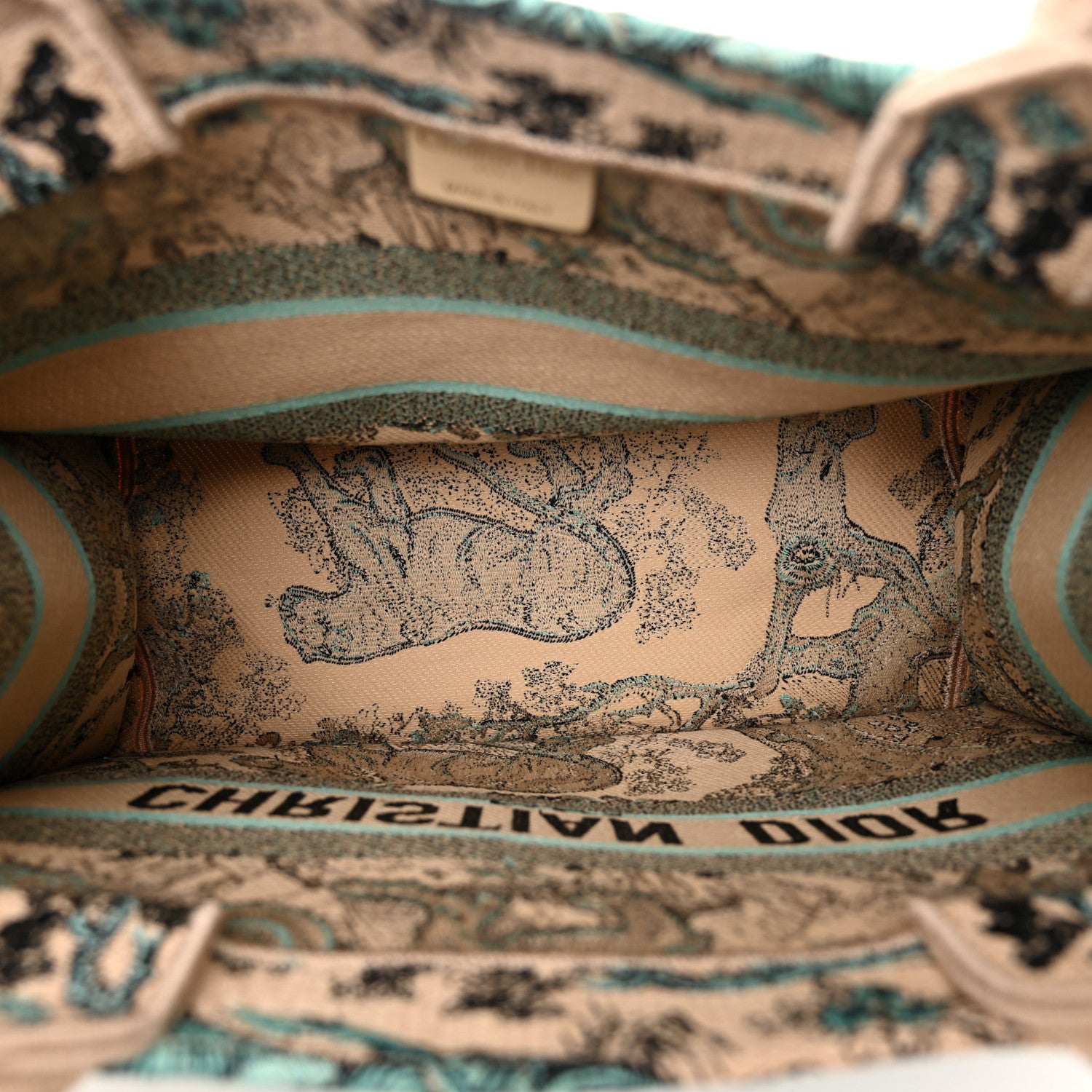 Christian Dior Raffia Embroidered Dioriviera Medium Book Tote Aquamarina 5 of 10