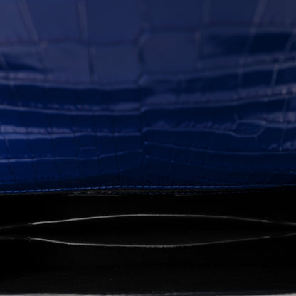 Alexander McQueen Calfskin Crocodile Embossed Knuckle Shoulder Bag Blue 4 of 7