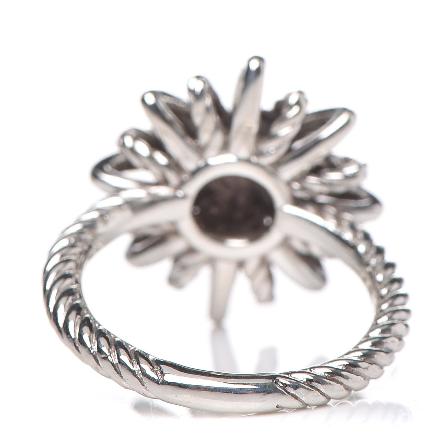 Sterling Silver Diamond 17mm Starburst Ring 49 5