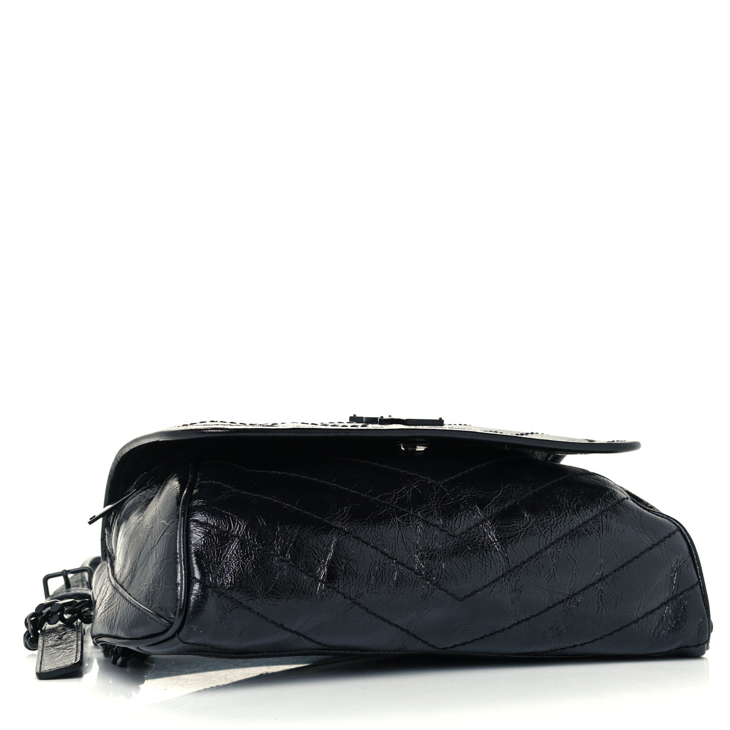 Crinkled Calfskin Matelasse Monogram Niki Body Bag Black