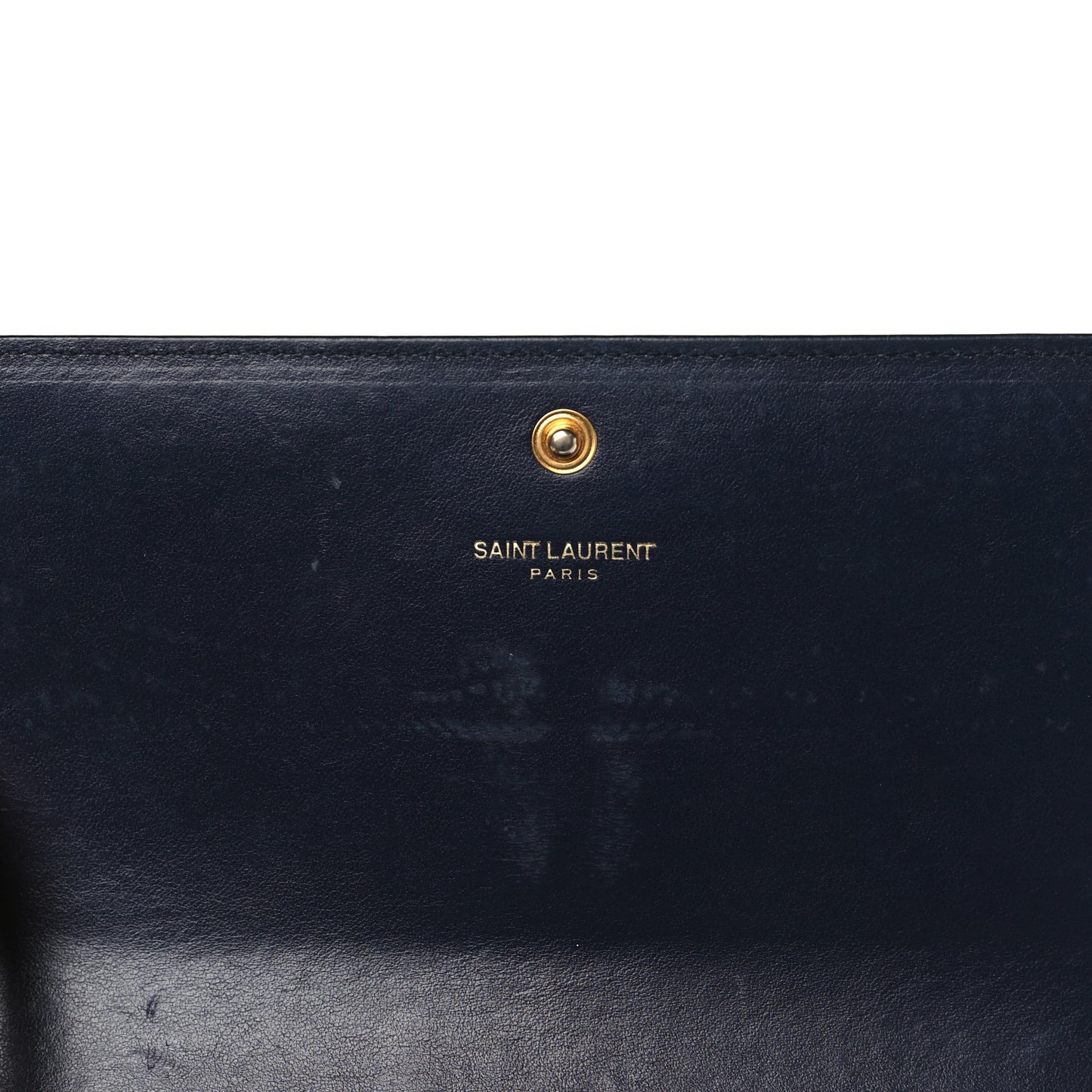 Calfskin Crocodile Embossed Monogram Flap Wallet Navy
